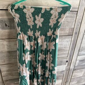 Yireh Hawaii Green Floral Smocked Mini Dress